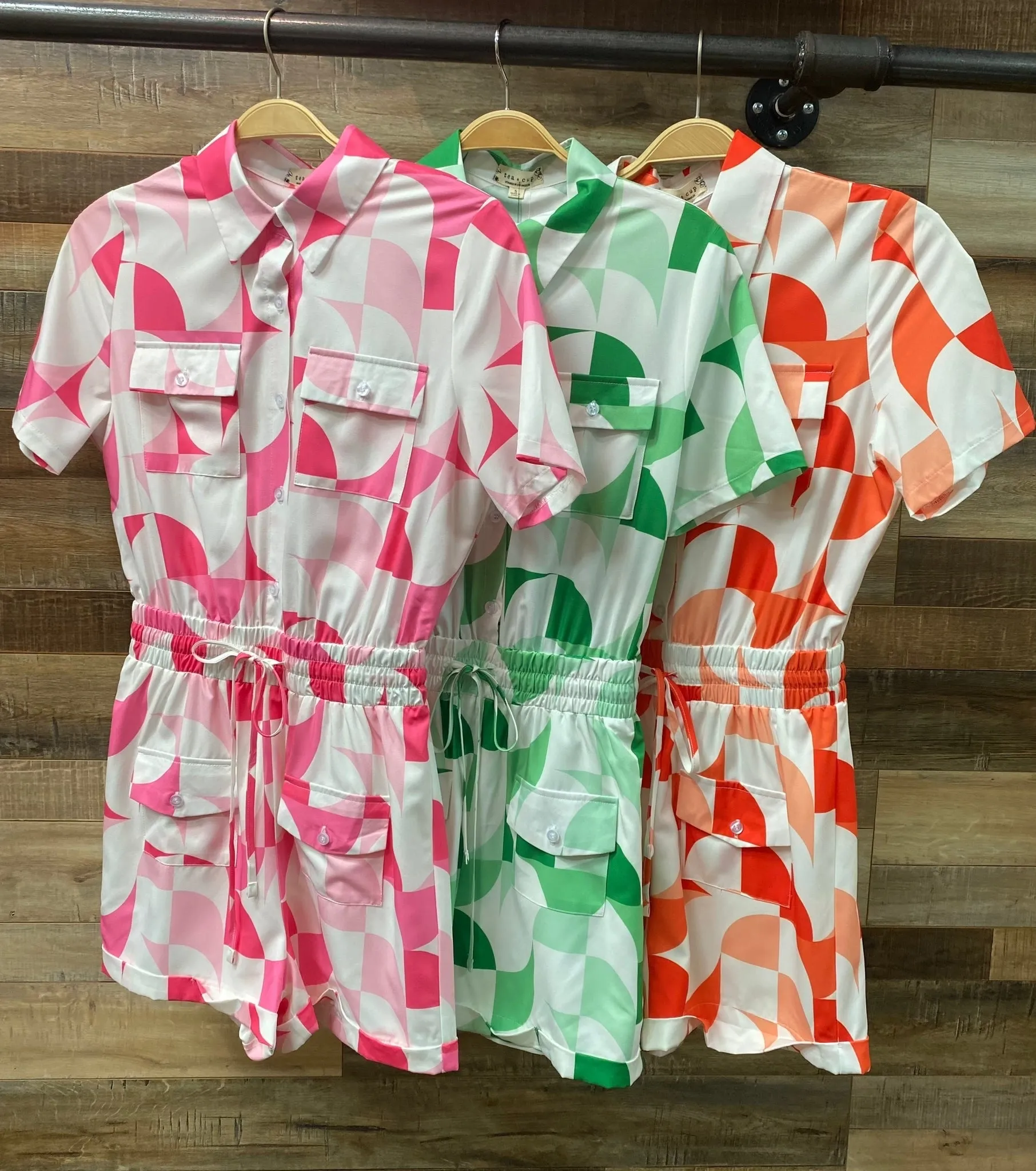 Green Abstract Print Romper