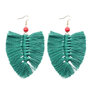 Green Howlite Palm Leaf Drop Earrings