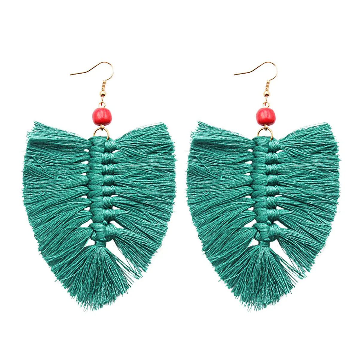 Green Howlite Palm Leaf Drop Earrings
