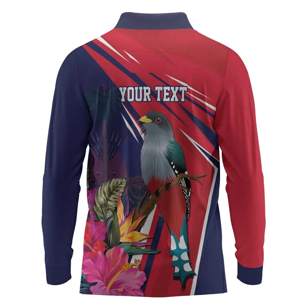 Haiti Personalized Long Sleeve Polo Shirt Hispaniolan Trogon Tropical Vibes LT7