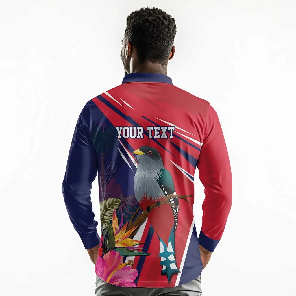 Haiti Personalized Long Sleeve Polo Shirt Hispaniolan Trogon Tropical Vibes LT7