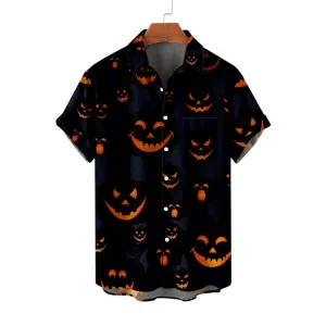 Halloween Ghost Pumpkin Casual Short Sleeve Shirt