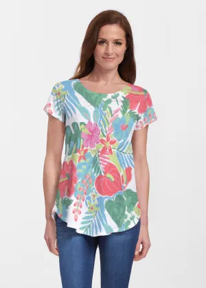 Hawaiian Fling (22141) ~ Signature Short Sleeve Scoop Neck Flowy Tunic