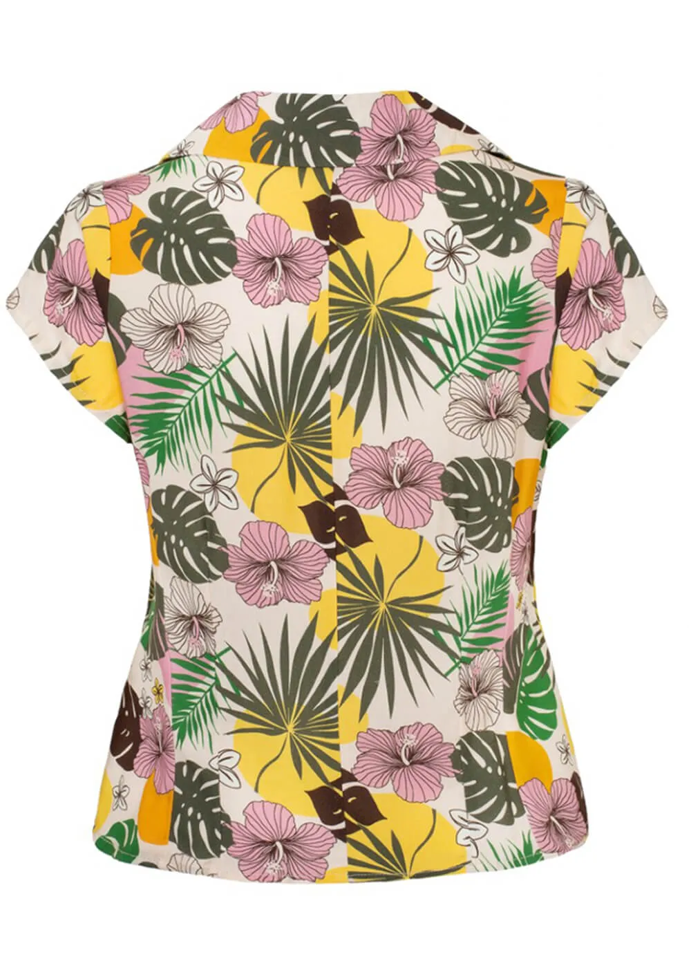 Hell Bunny Benita Tiki 50's Blouse Beige