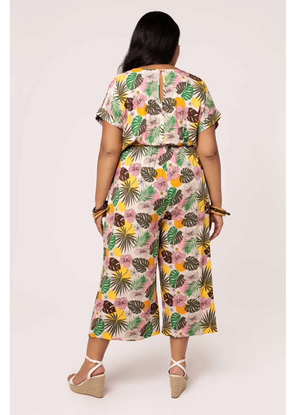 Hell Bunny Benita Tiki 50's Jumpsuit in Beige
