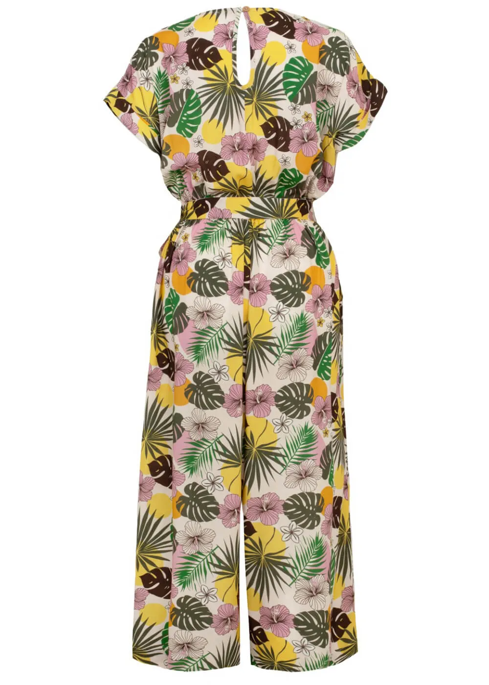 Hell Bunny Benita Tiki 50's Jumpsuit in Beige