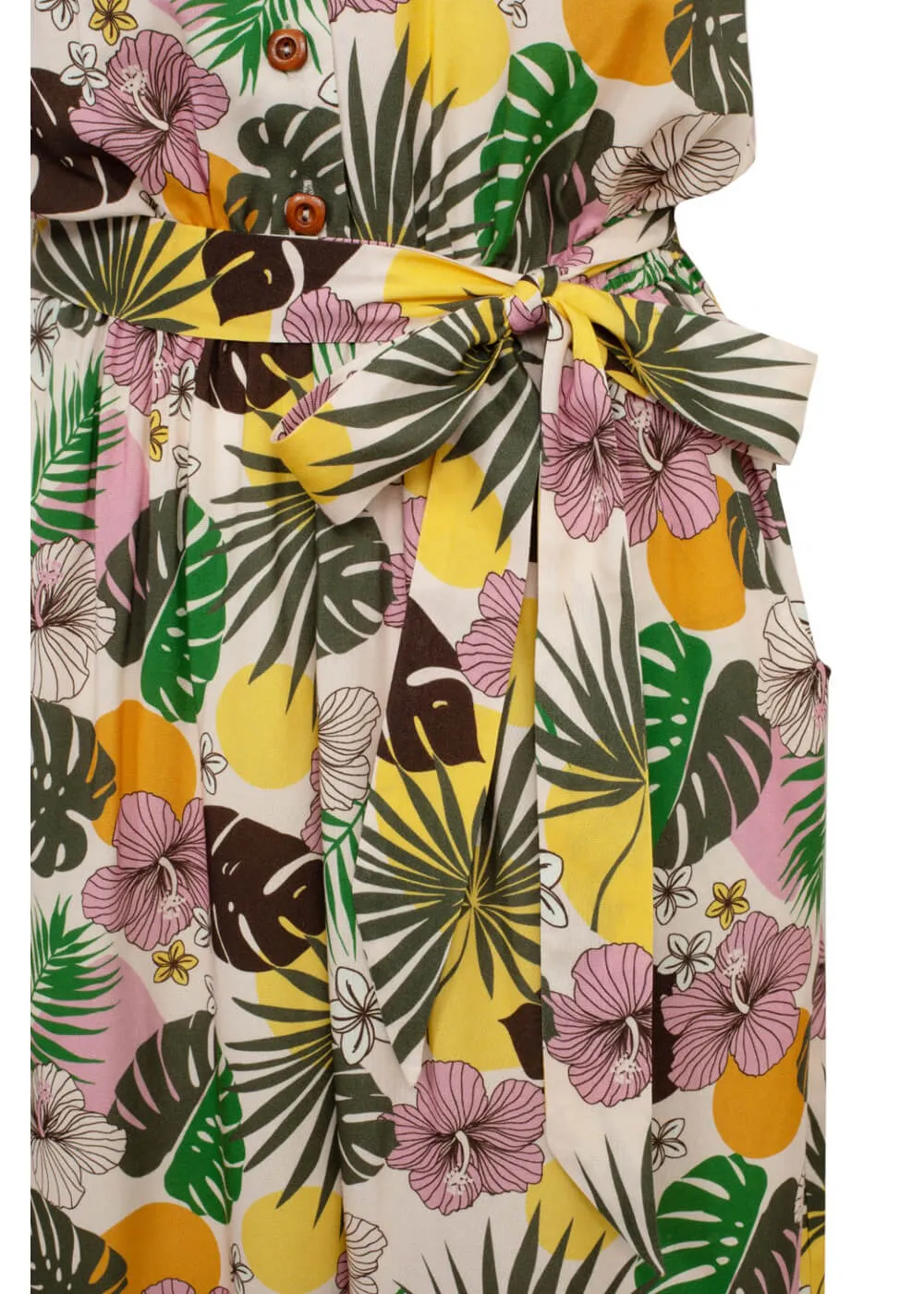 Hell Bunny Benita Tiki 50's Jumpsuit in Beige
