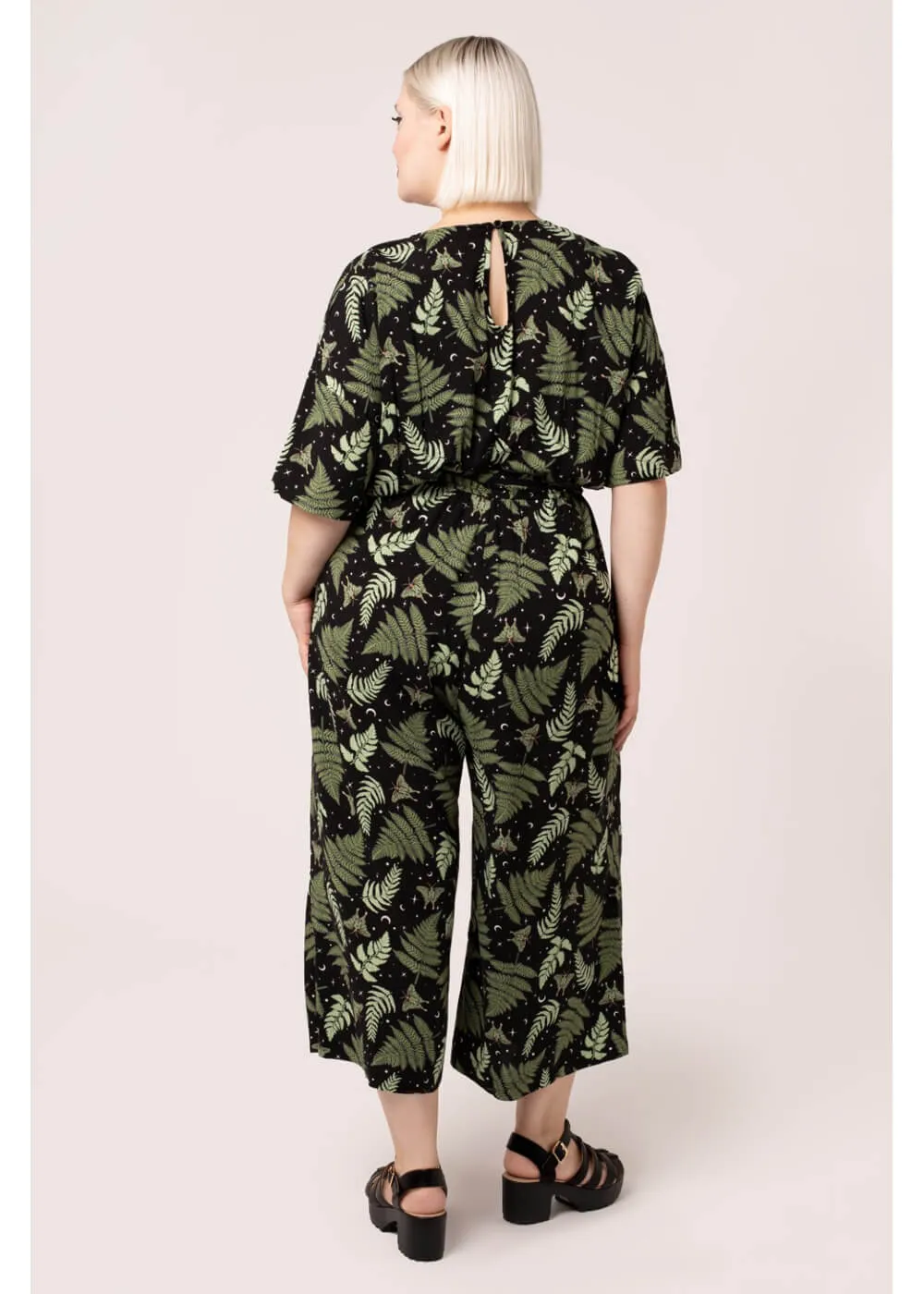 Hell Bunny Gaia Leafes 40's Jumpsuit Black