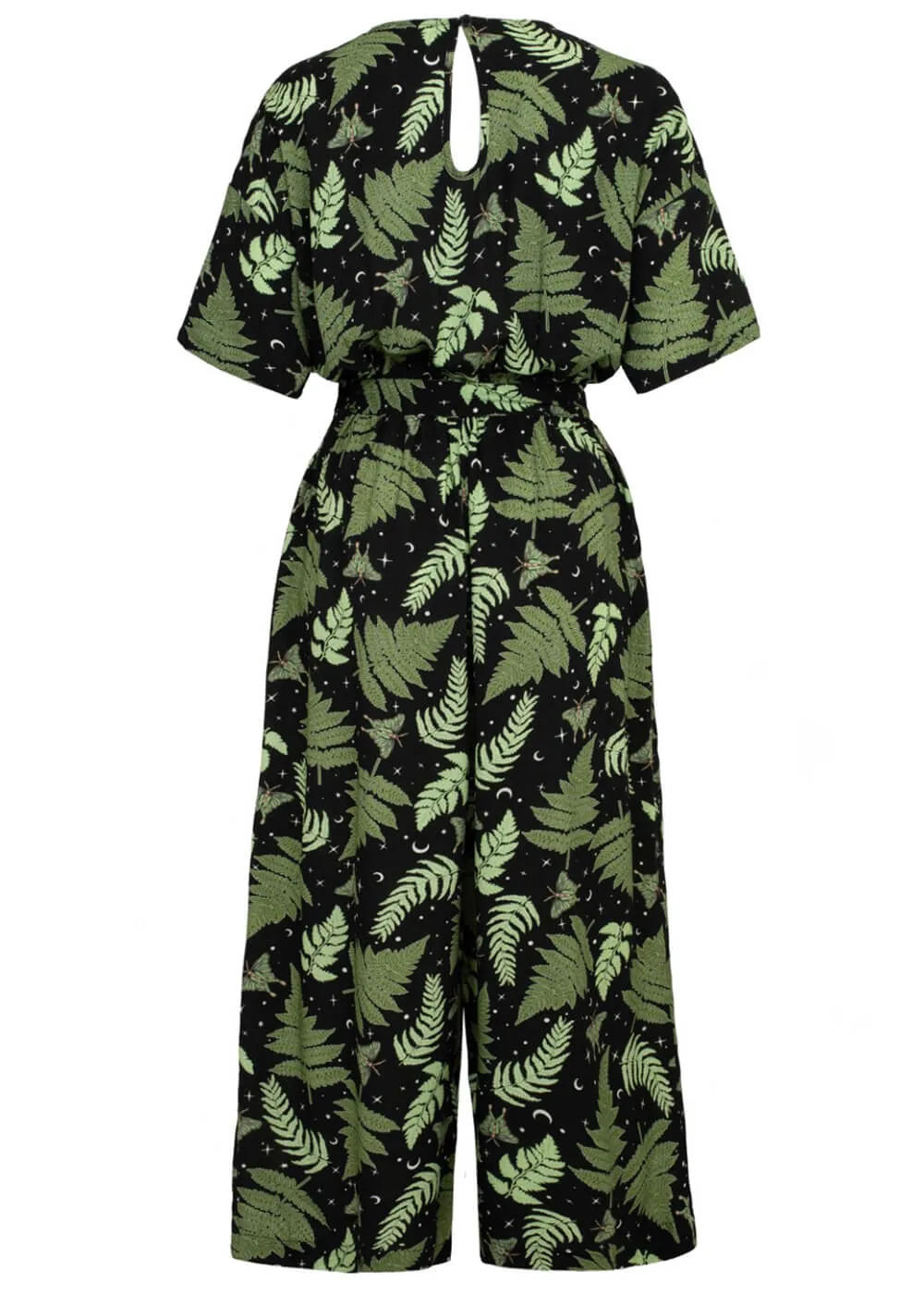 Hell Bunny Gaia Leafes 40's Jumpsuit Black