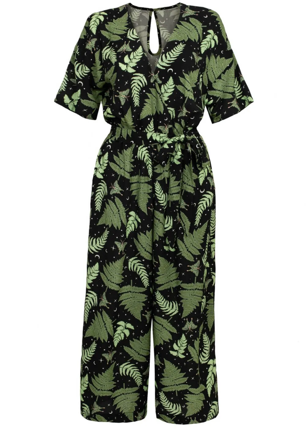 Hell Bunny Gaia Leafes 40's Jumpsuit Black