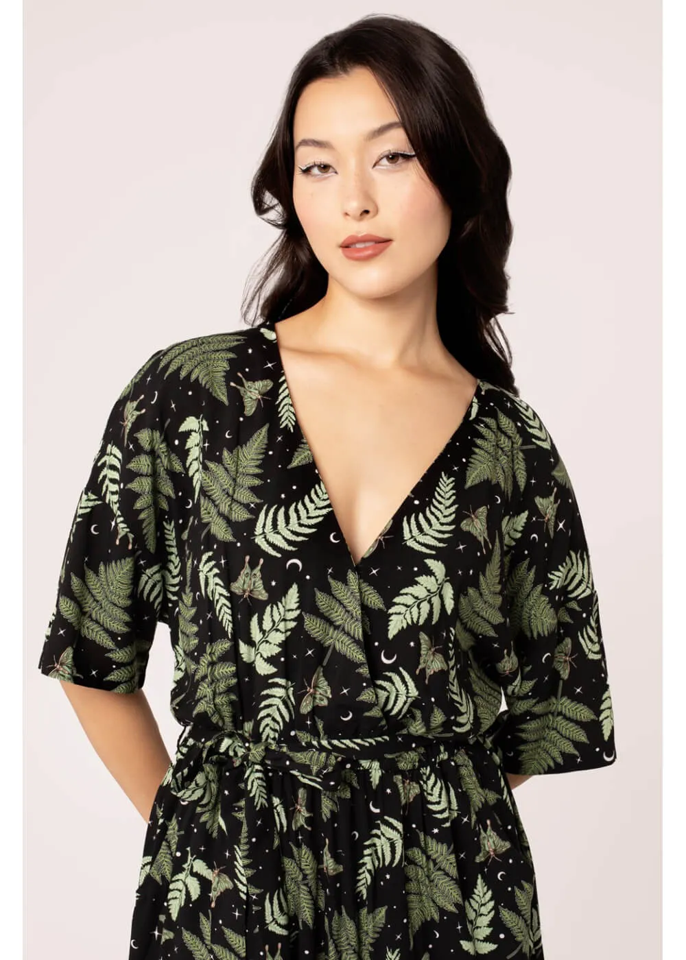 Hell Bunny Gaia Leafes 40's Jumpsuit Black