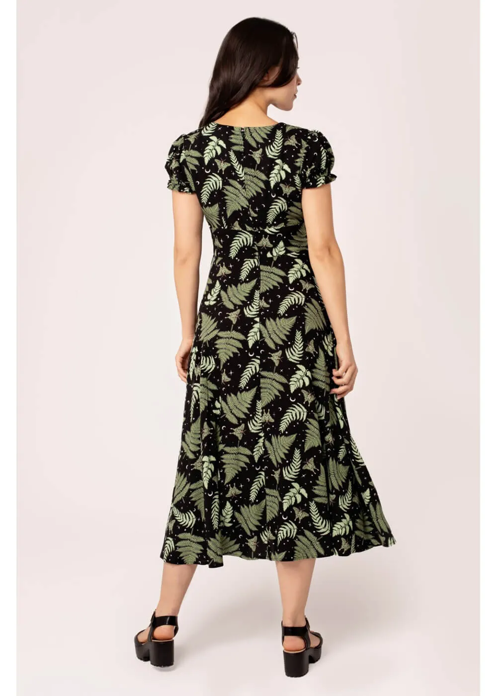 Hell Bunny Gaia Leaves 40's Dress Black