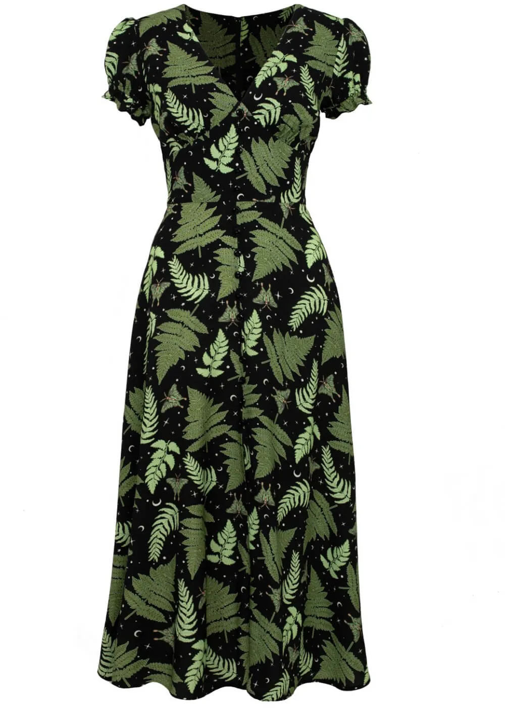 Hell Bunny Gaia Leaves 40's Dress Black