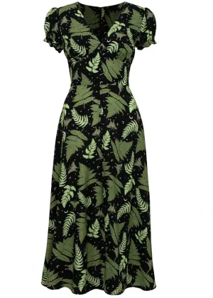 Hell Bunny Gaia Leaves 40's Dress Black