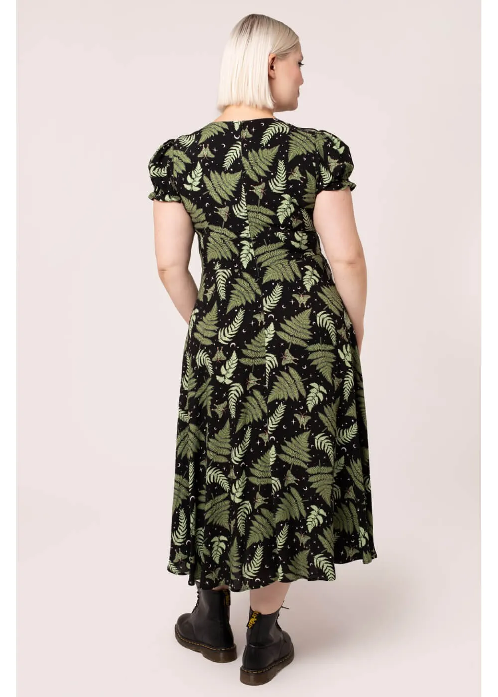 Hell Bunny Gaia Leaves 40's Dress Black