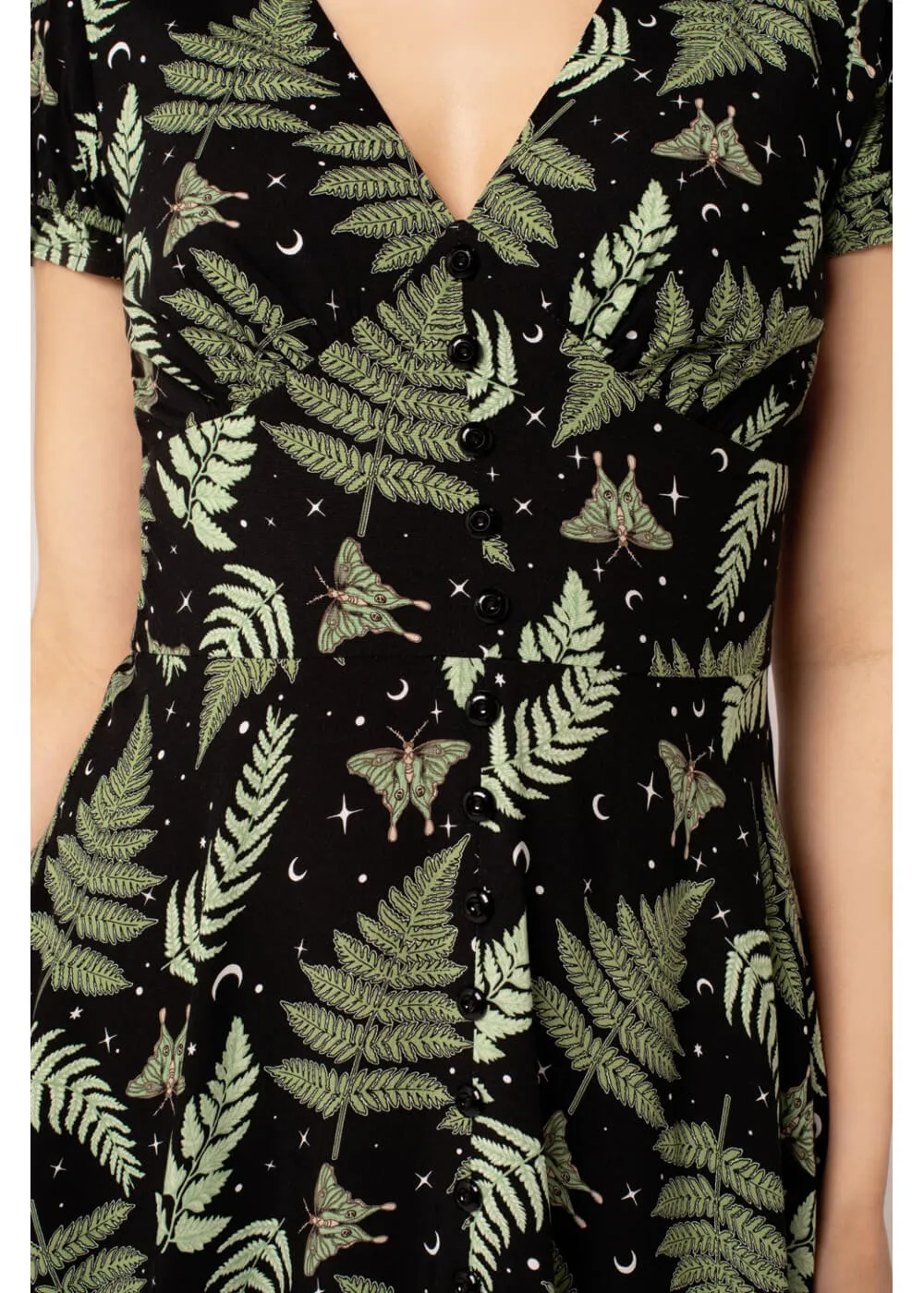 Hell Bunny Gaia Leaves 40's Dress Black
