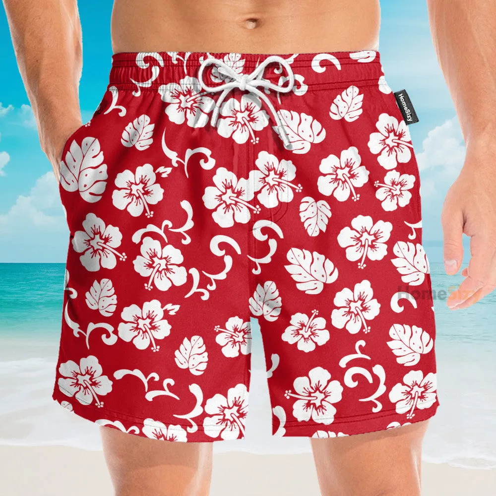 Hibicus Flowers Men's Button's Up Shirts - Hawaiian Shirt & Beach Shorts