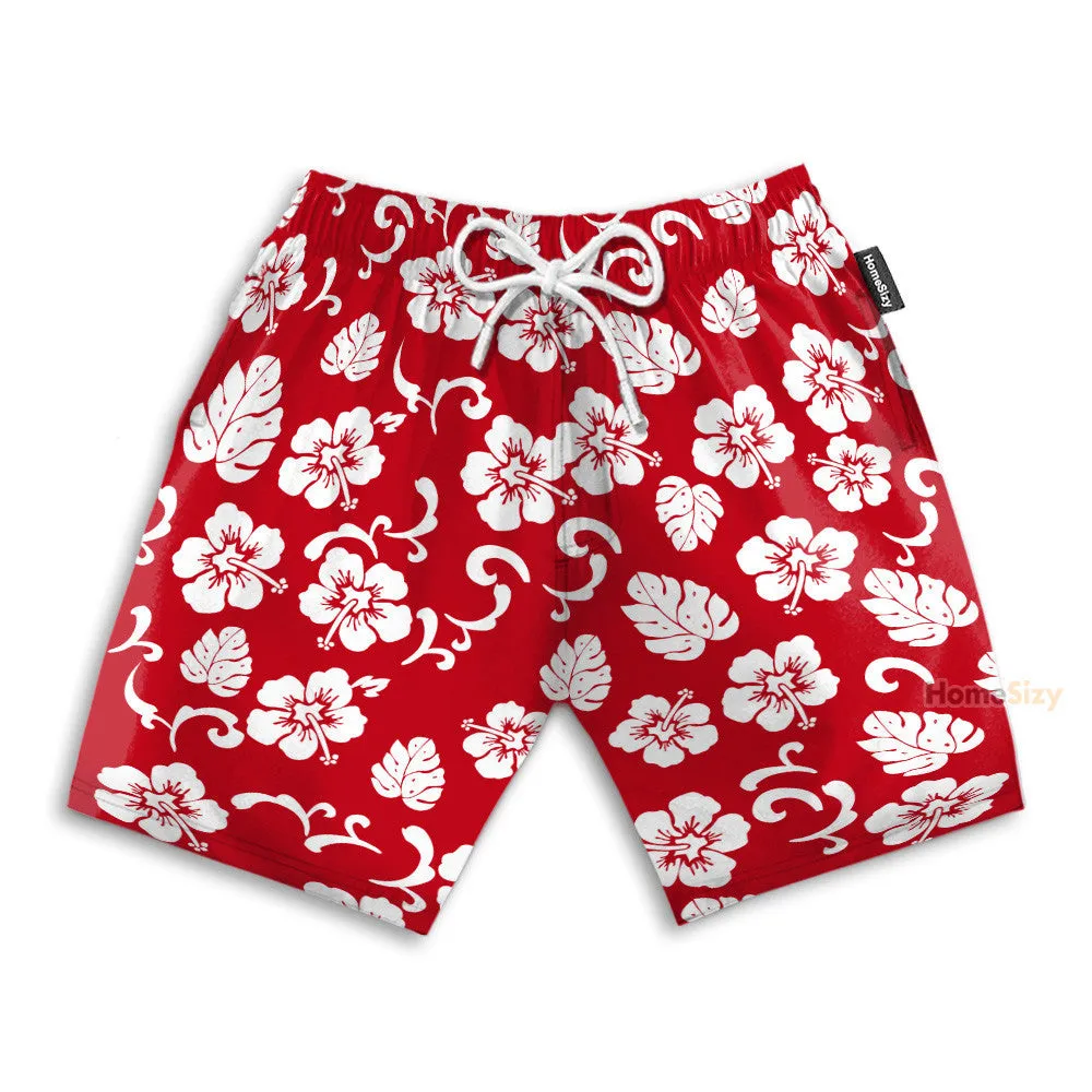 Hibicus Flowers Men's Button's Up Shirts - Hawaiian Shirt & Beach Shorts