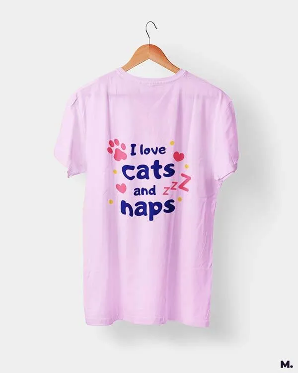 I love cats and naps printed t shirts