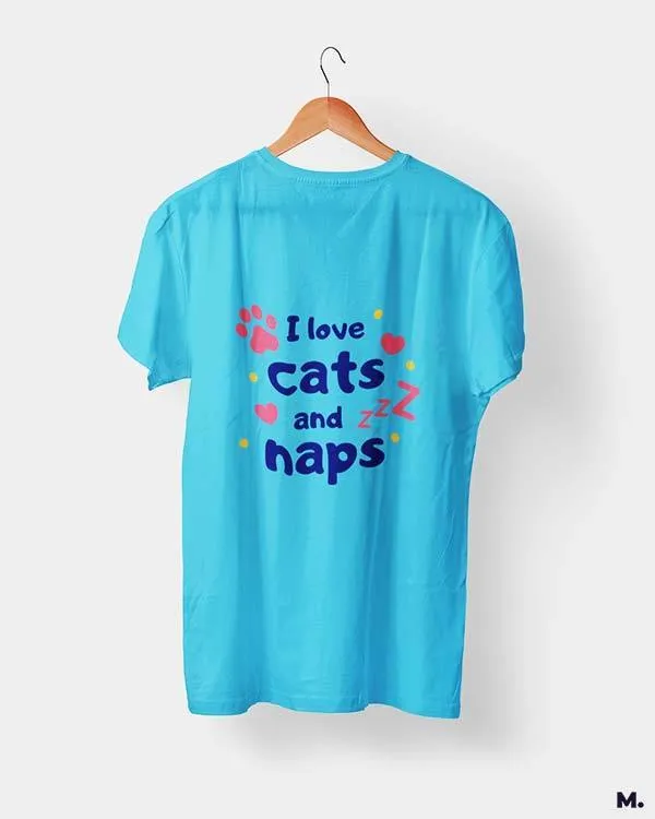 I love cats and naps printed t shirts