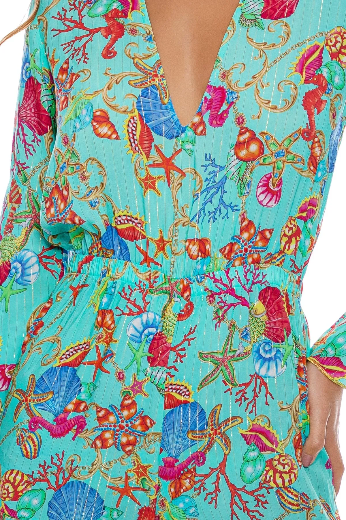 IL MARE - Bell Sleeve Romper • Aqua