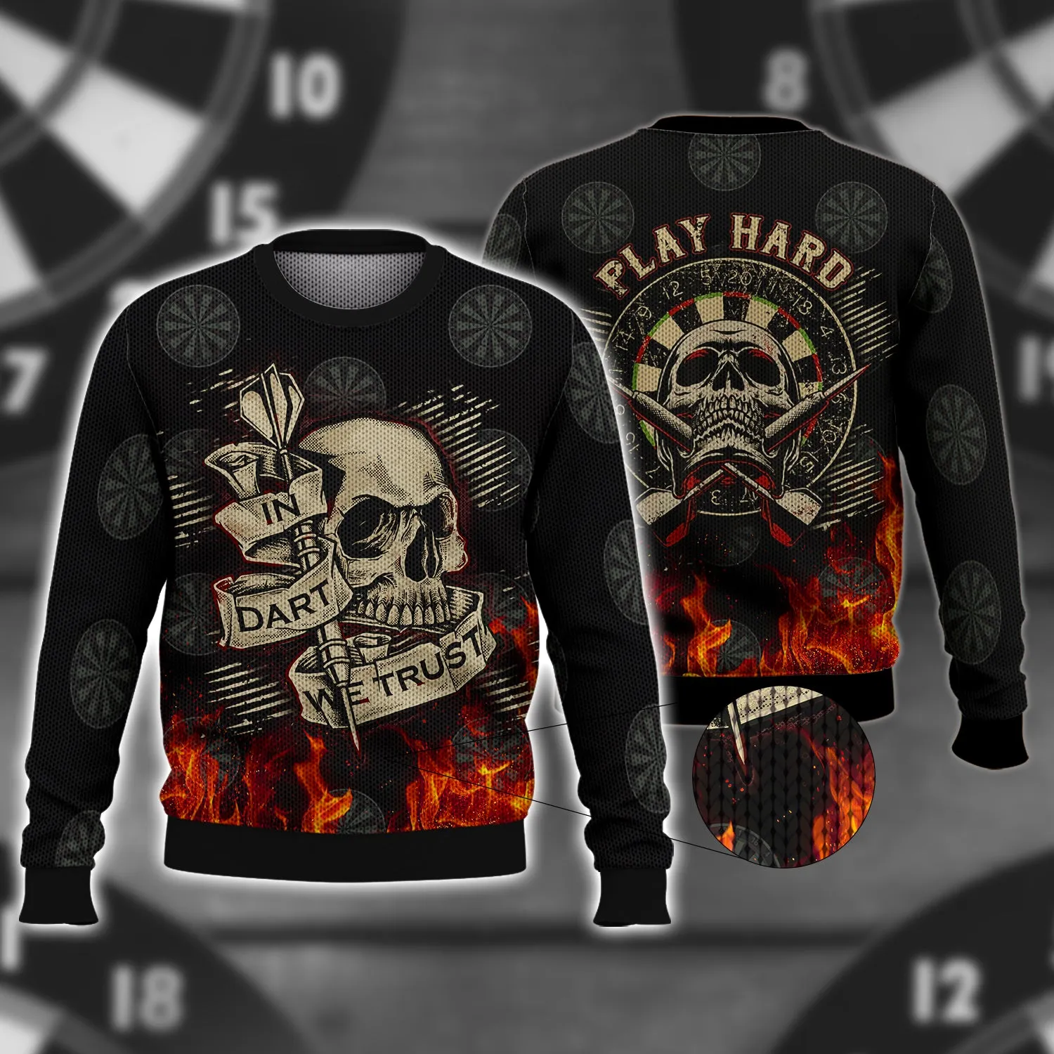 In Dart We Trust Flame Skull - 3D Full Print