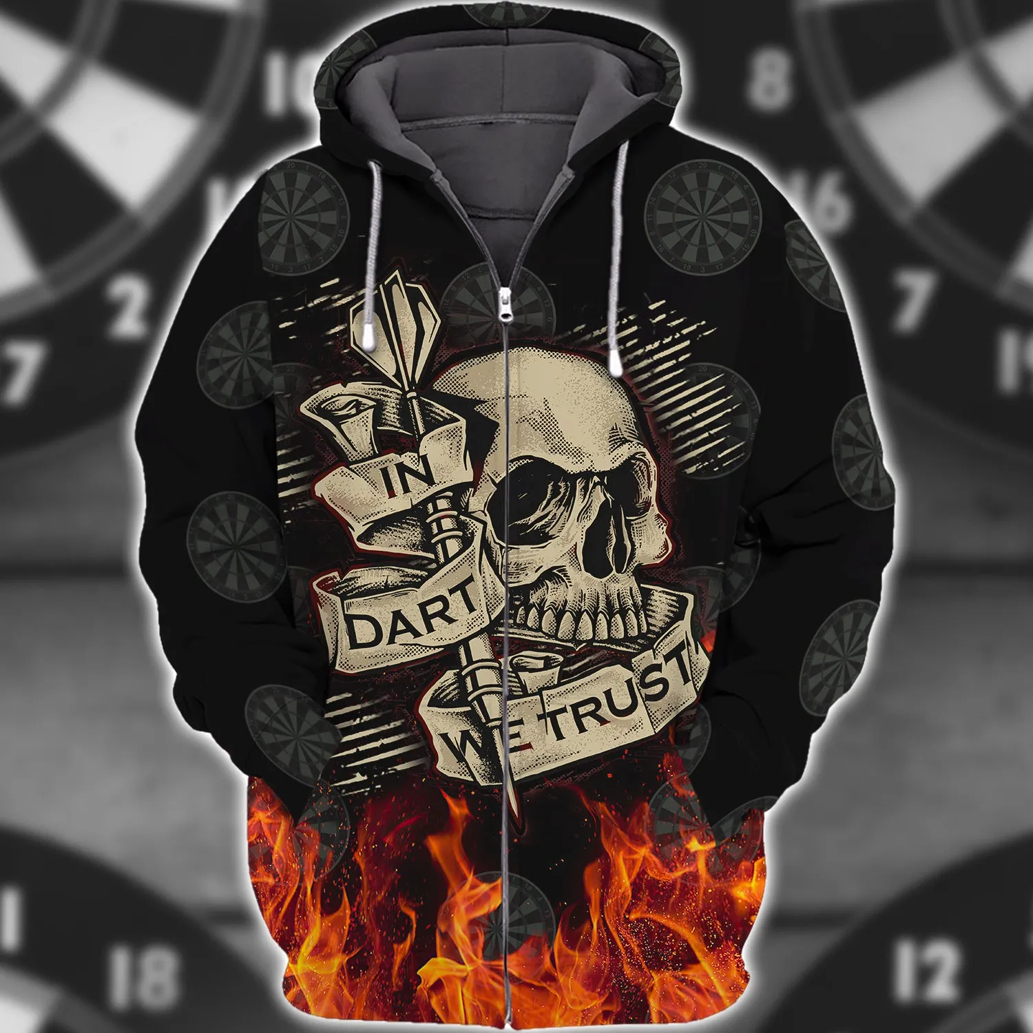 In Dart We Trust Flame Skull - 3D Full Print