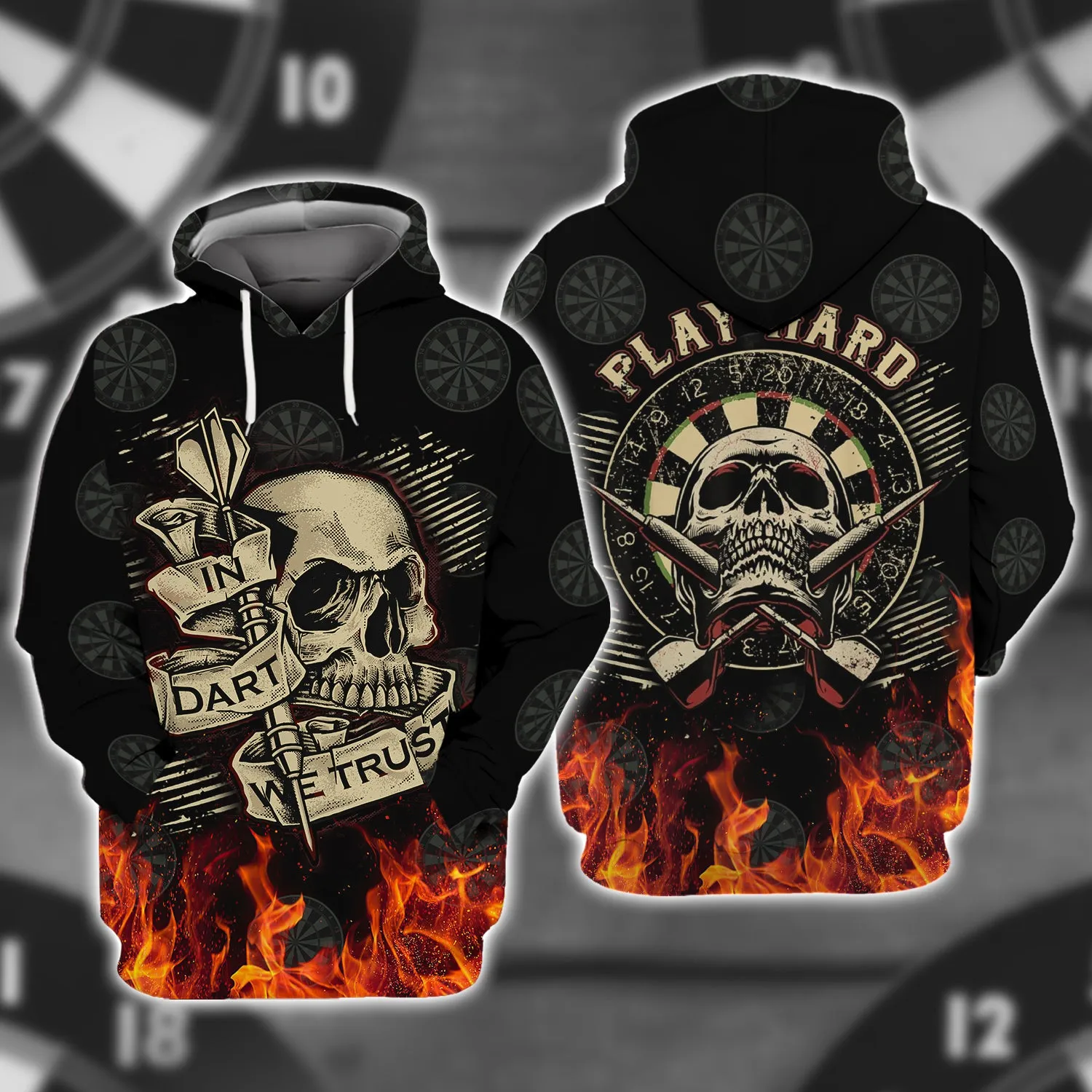 In Dart We Trust Flame Skull - 3D Full Print