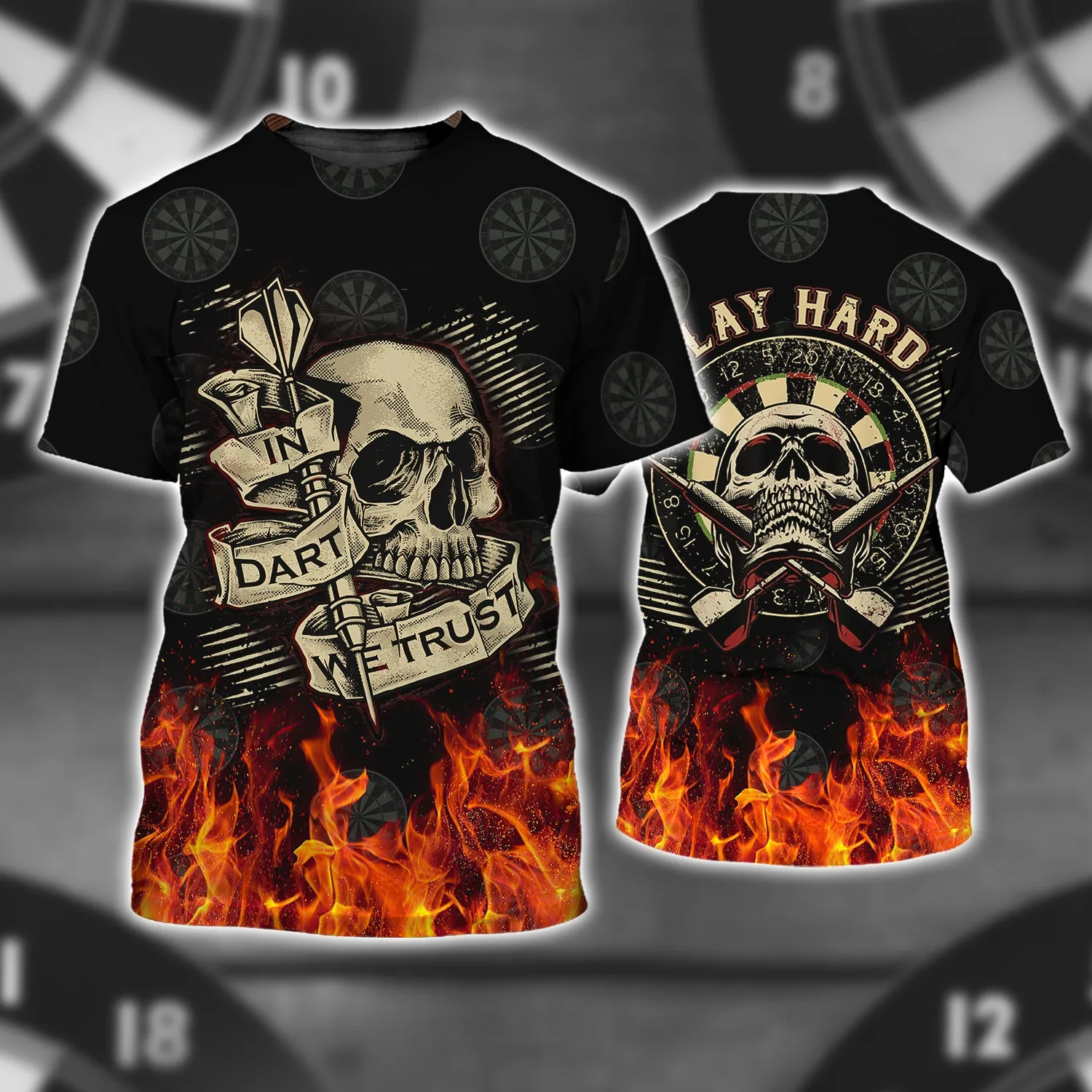 In Dart We Trust Flame Skull - 3D Full Print