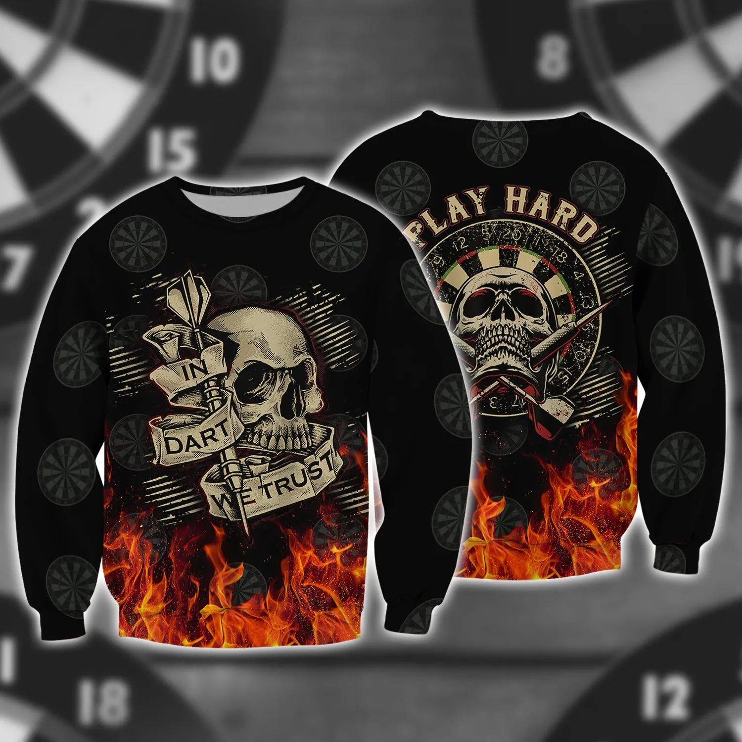 In Dart We Trust Flame Skull - 3D Full Print