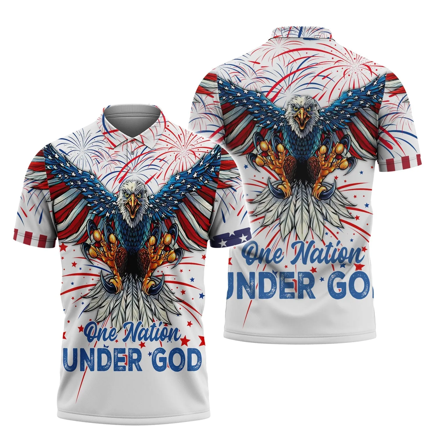 Independence Day Is Coming Ealge One Nation Under God  3D Polo Shirt Full Print