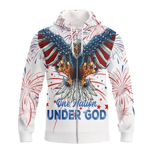 Independence Day Is Coming Ealge One Nation Under God 3D Zipper Hoodie Full Print