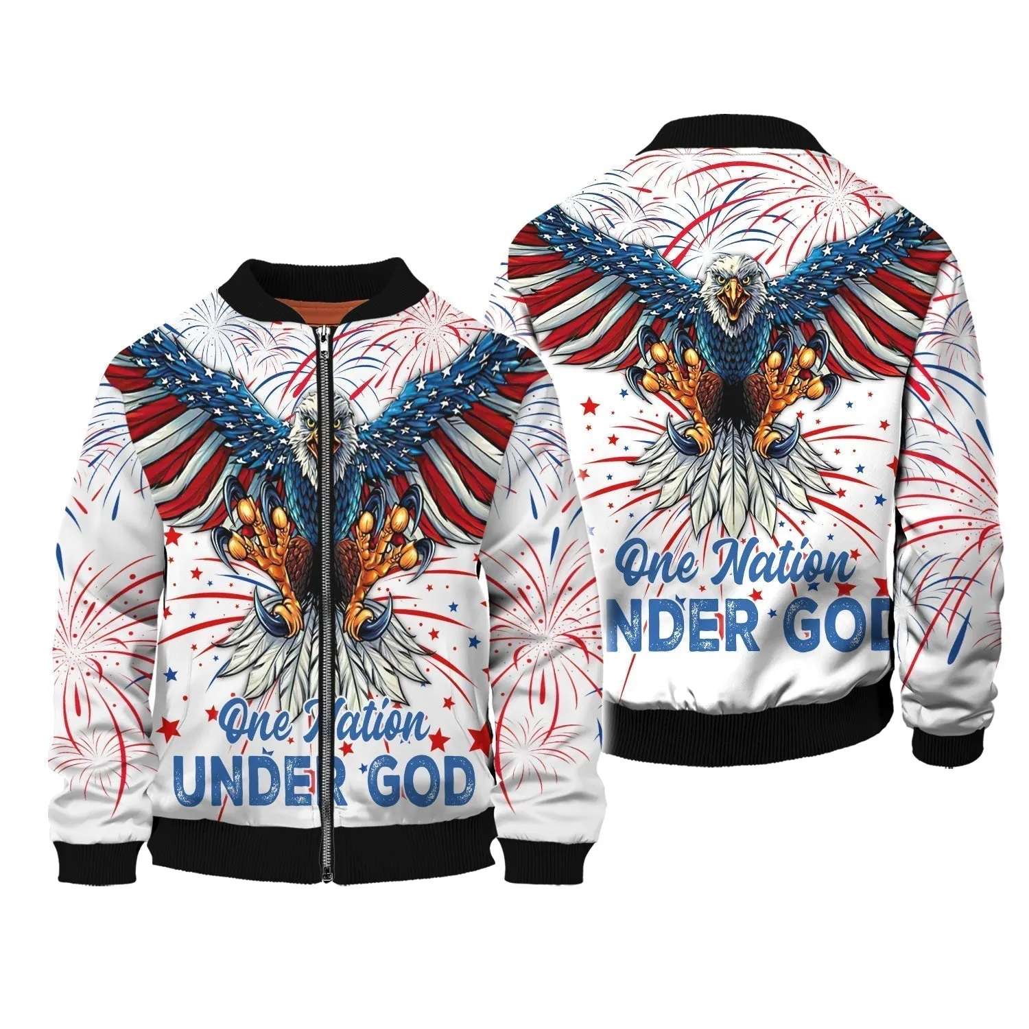 Independence Day Is Coming Ealge One Nation Under God 3D Zipper Hoodie Full Print