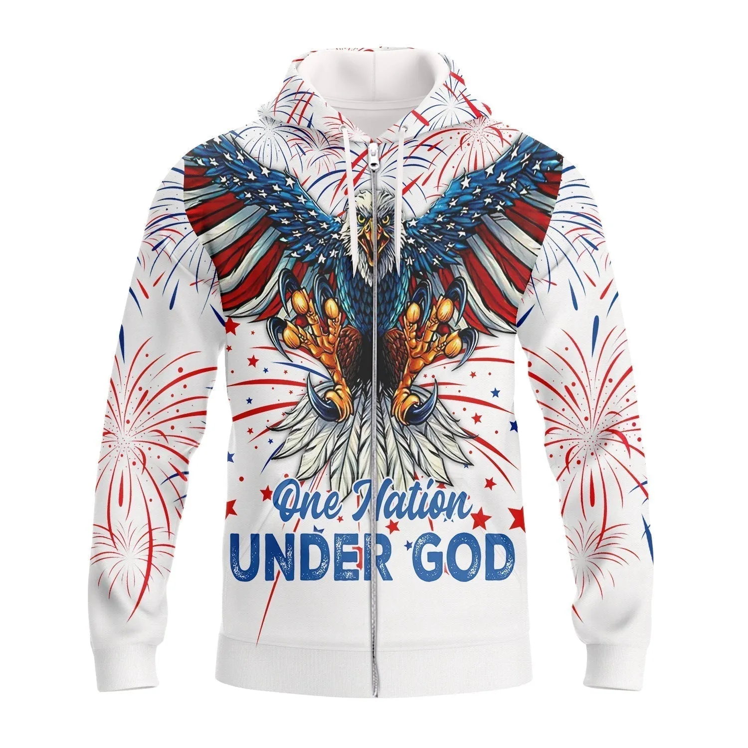 Independence Day Is Coming Ealge One Nation Under God 3D Zipper Hoodie Full Print