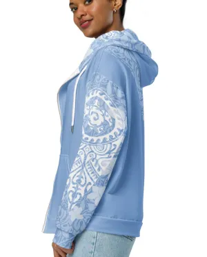 Island Aura Tropical Blue Zip Up Hoodie