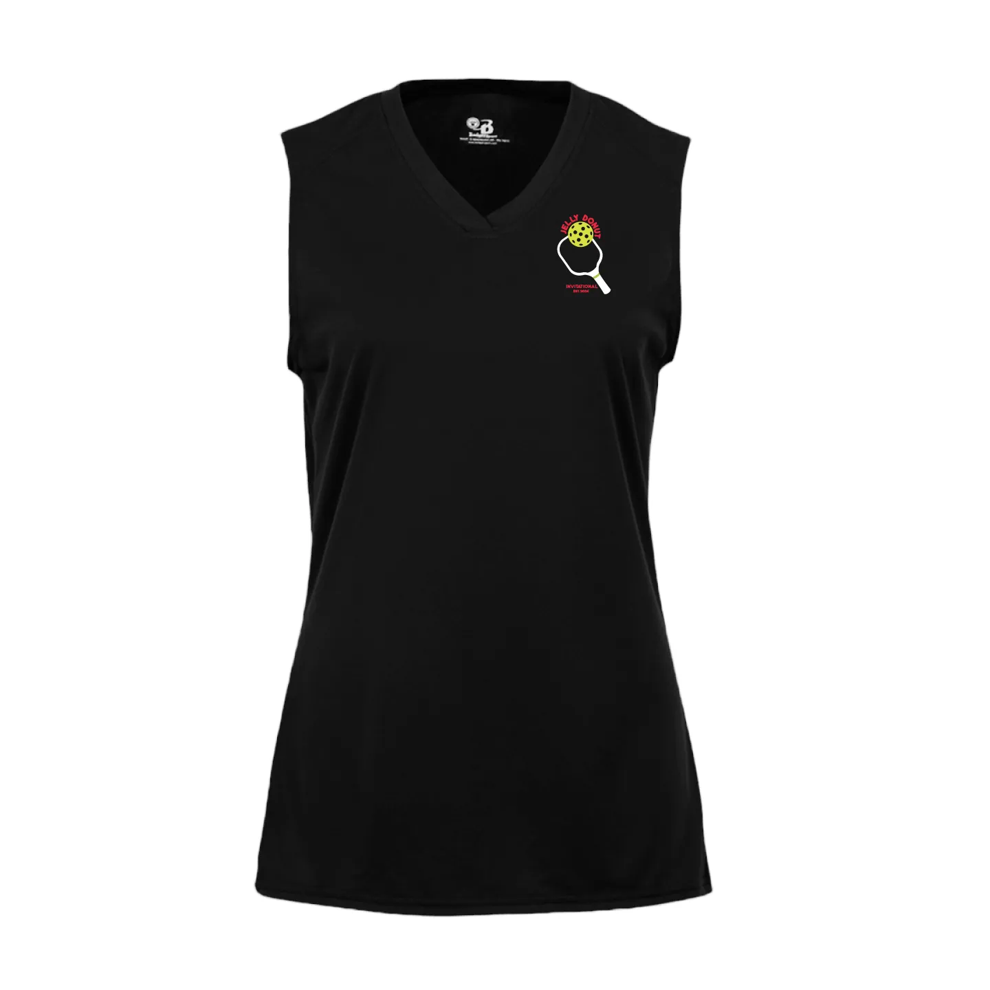 Jelly Donut Pickleball Ladies Performance Sleeveless Tank ** Paddle logo **