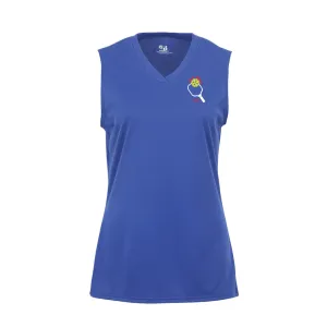 Jelly Donut Pickleball Ladies Performance Sleeveless Tank ** Paddle logo **