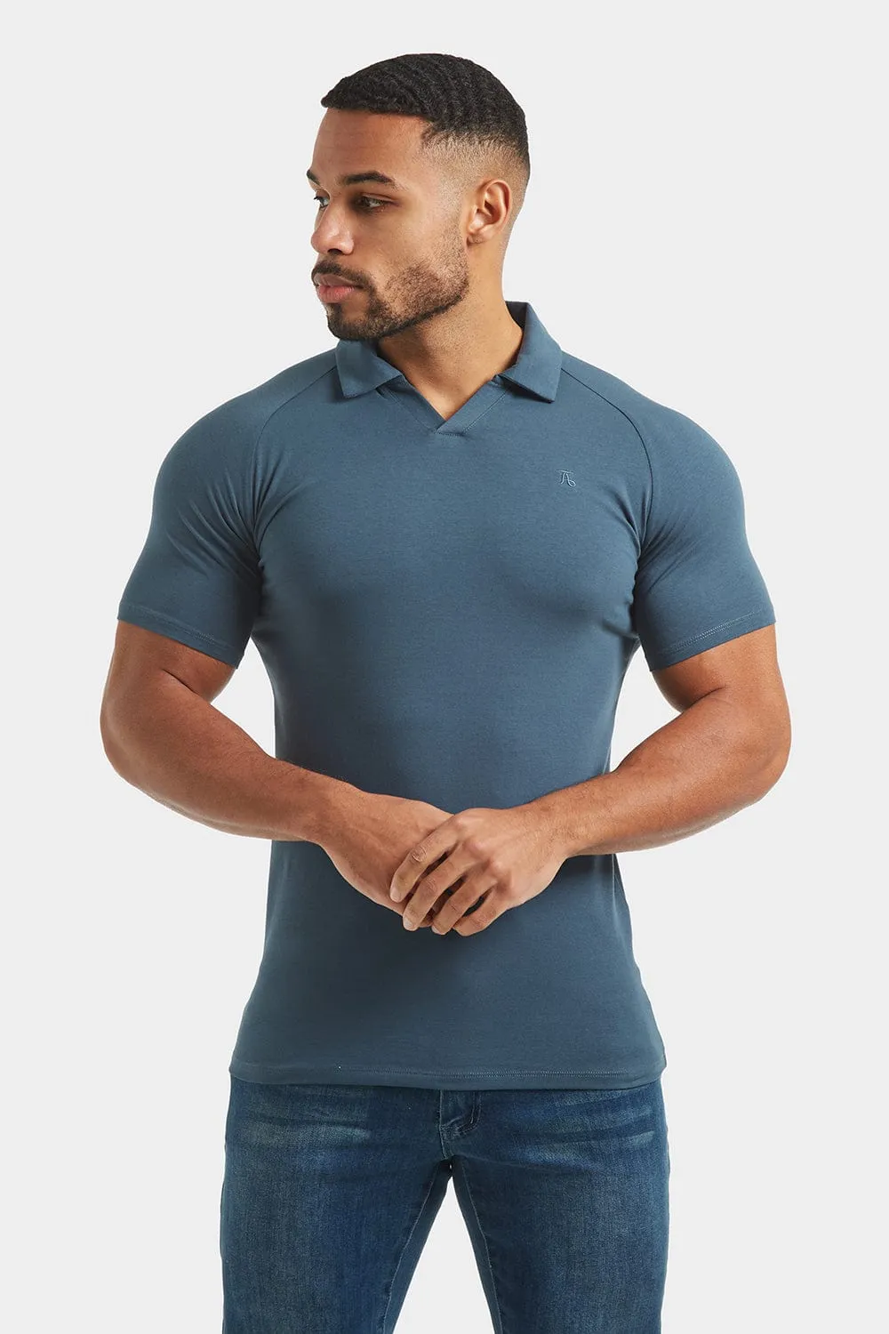 Jersey Buttonless Polo Shirt in Loden