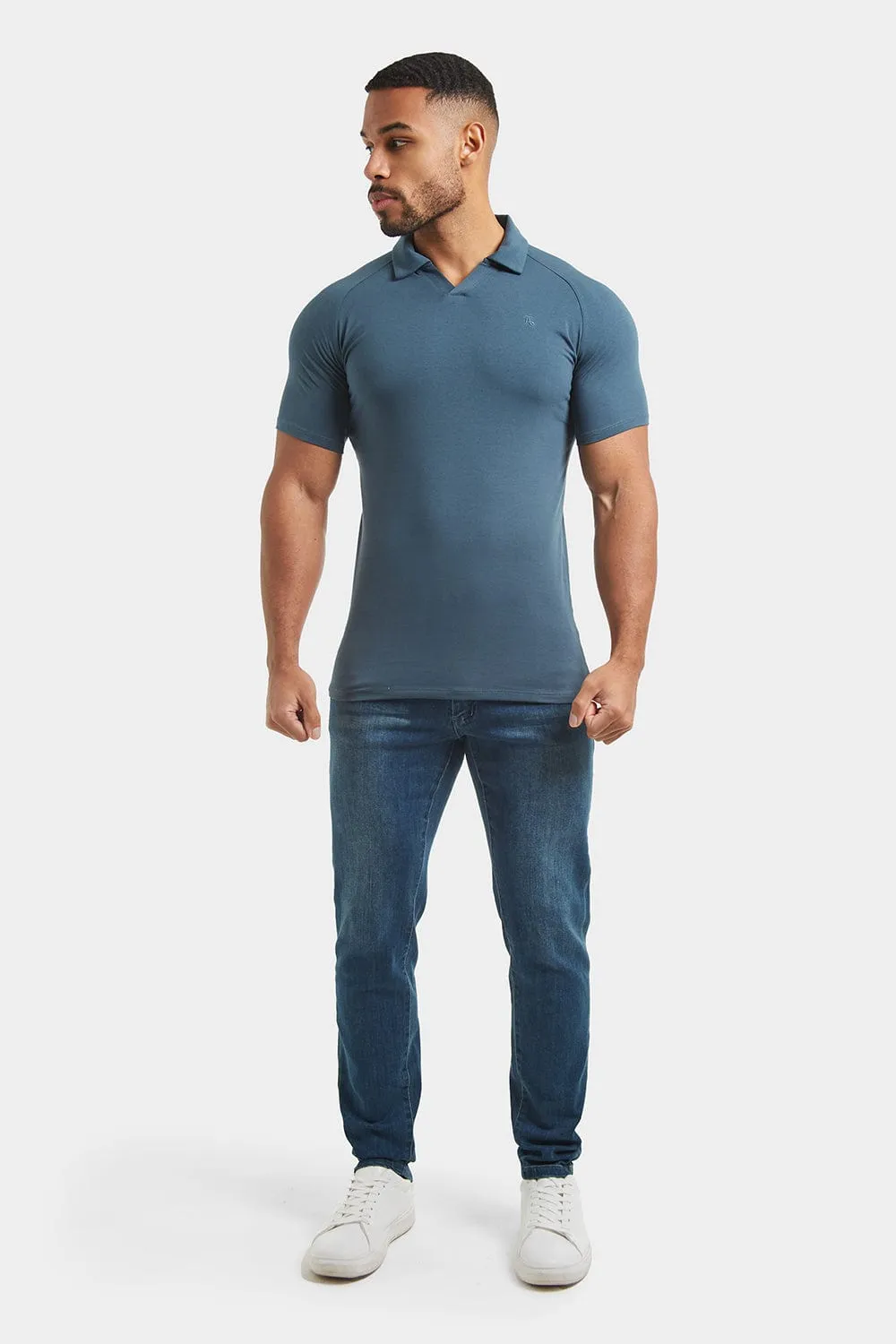 Jersey Buttonless Polo Shirt in Loden