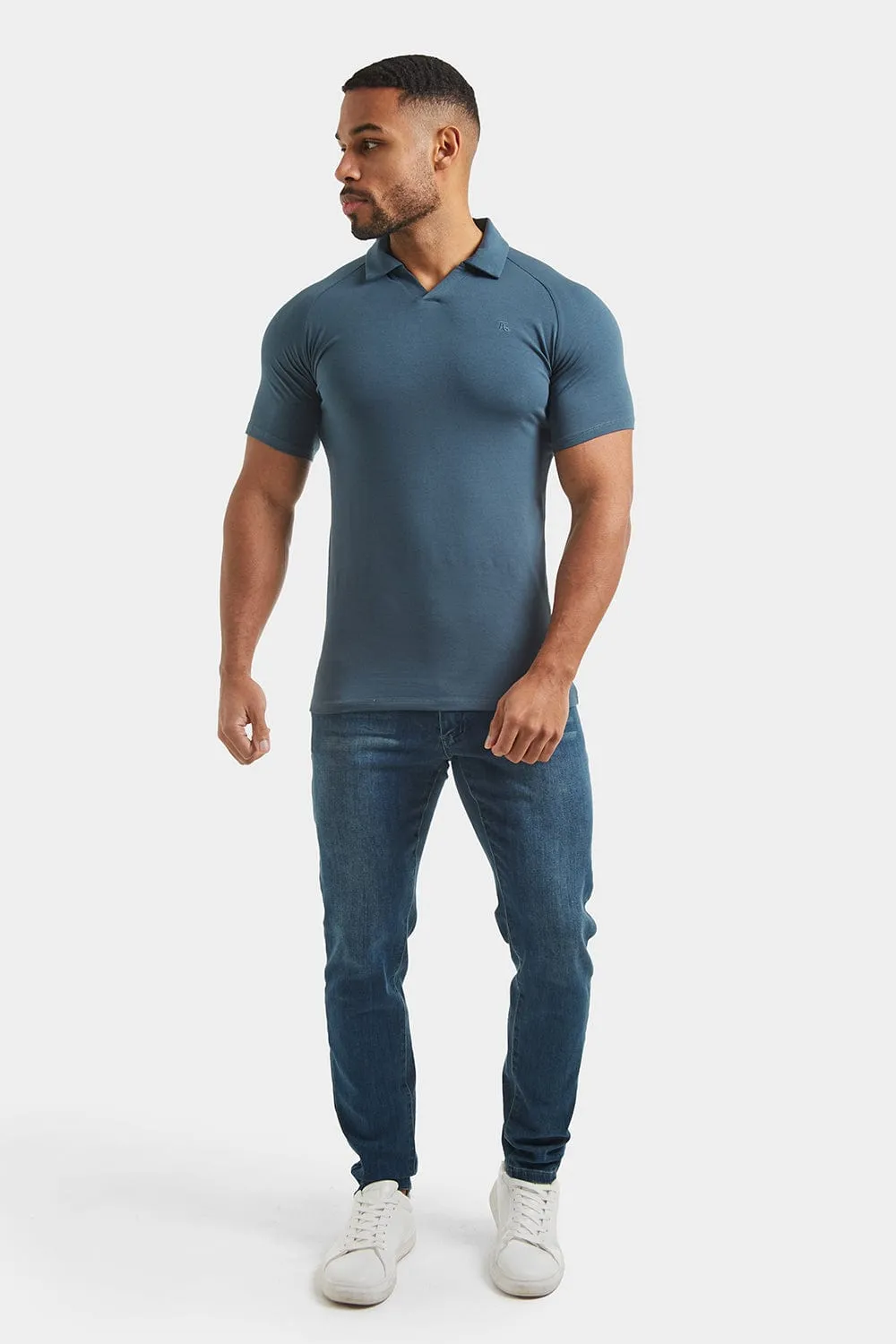 Jersey Buttonless Polo Shirt in Loden