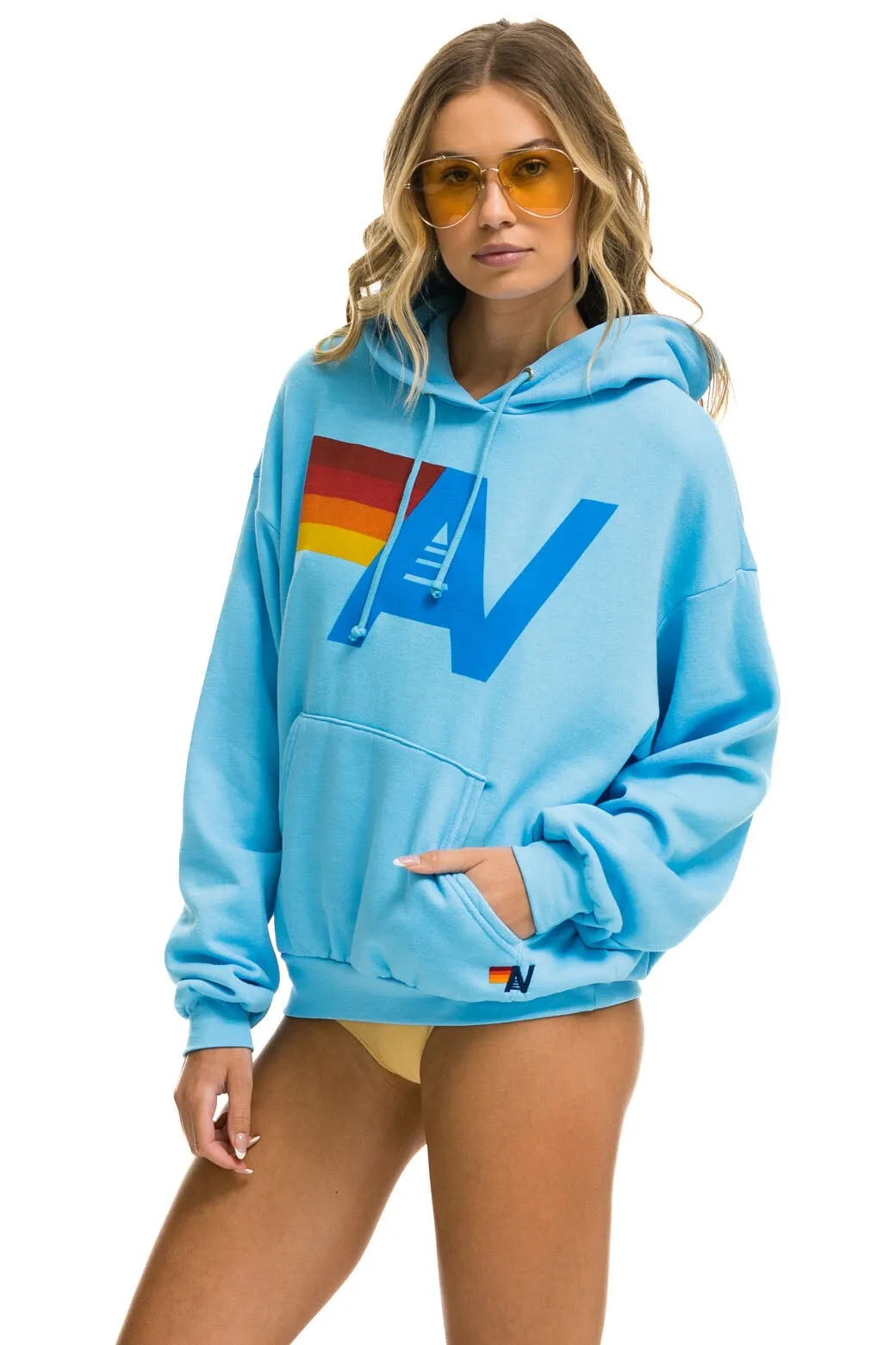 LOGO PULLOVER RELAXED HOODIE - SKY