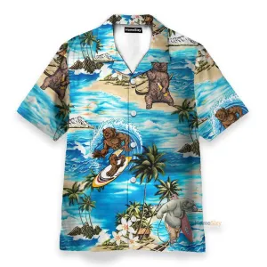 Love Bear Summer Vibe Funny Button's Up Shirts - Hawaiian Shirt