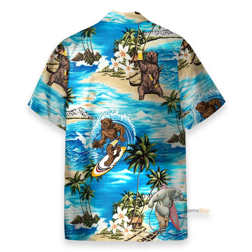 Love Bear Summer Vibe Funny Button's Up Shirts - Hawaiian Shirt