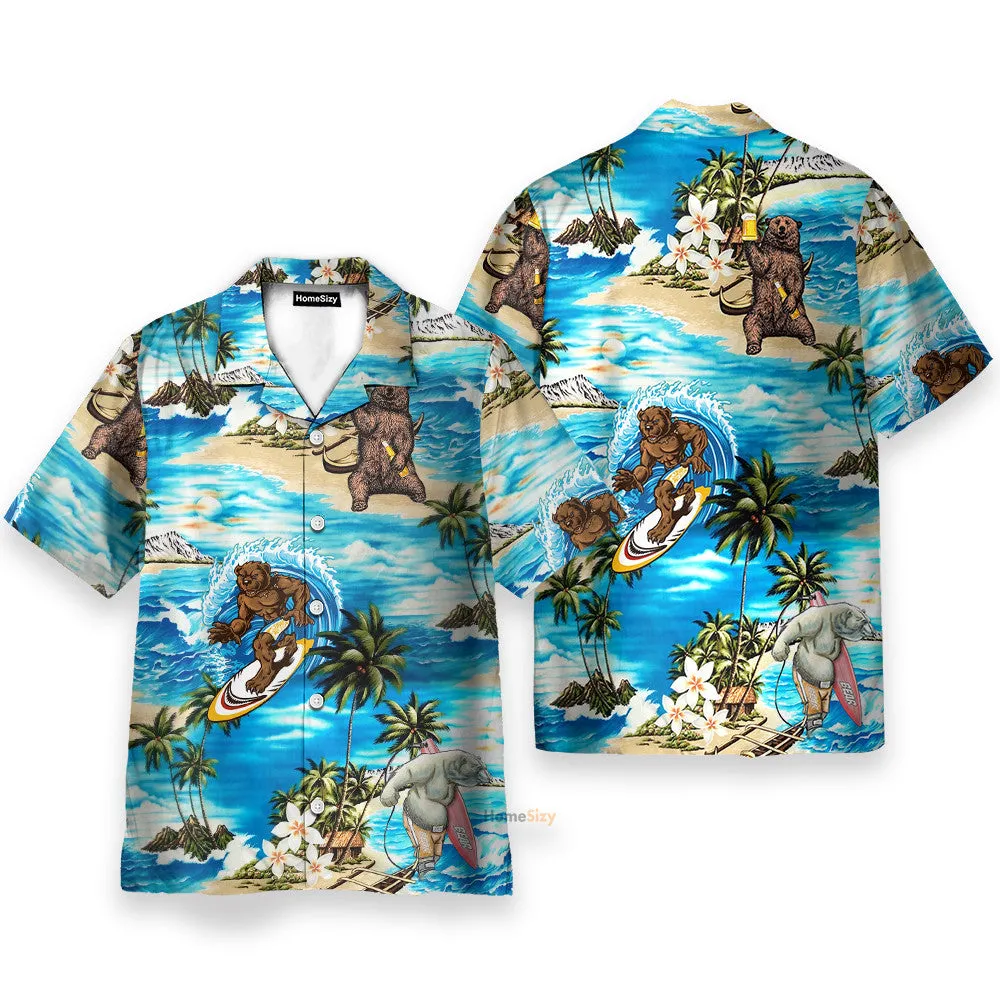 Love Bear Summer Vibe Funny Button's Up Shirts - Hawaiian Shirt