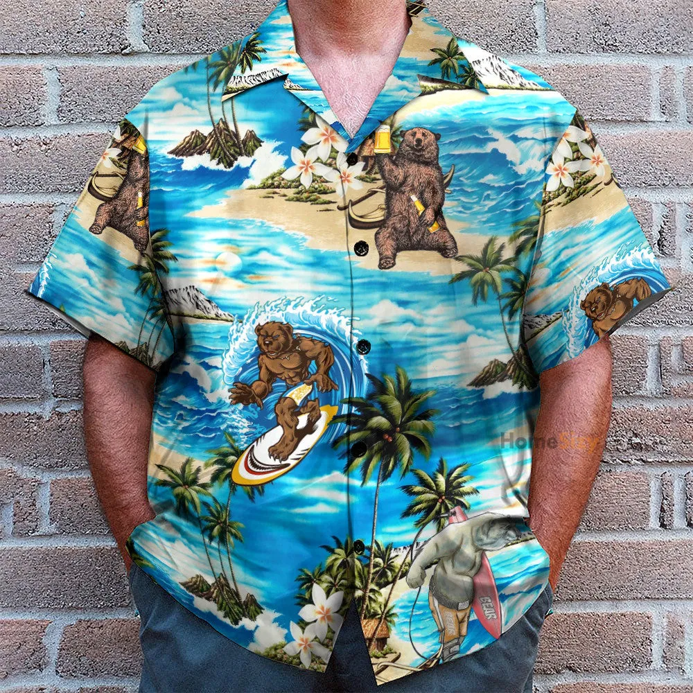 Love Bear Summer Vibe Funny Button's Up Shirts - Hawaiian Shirt