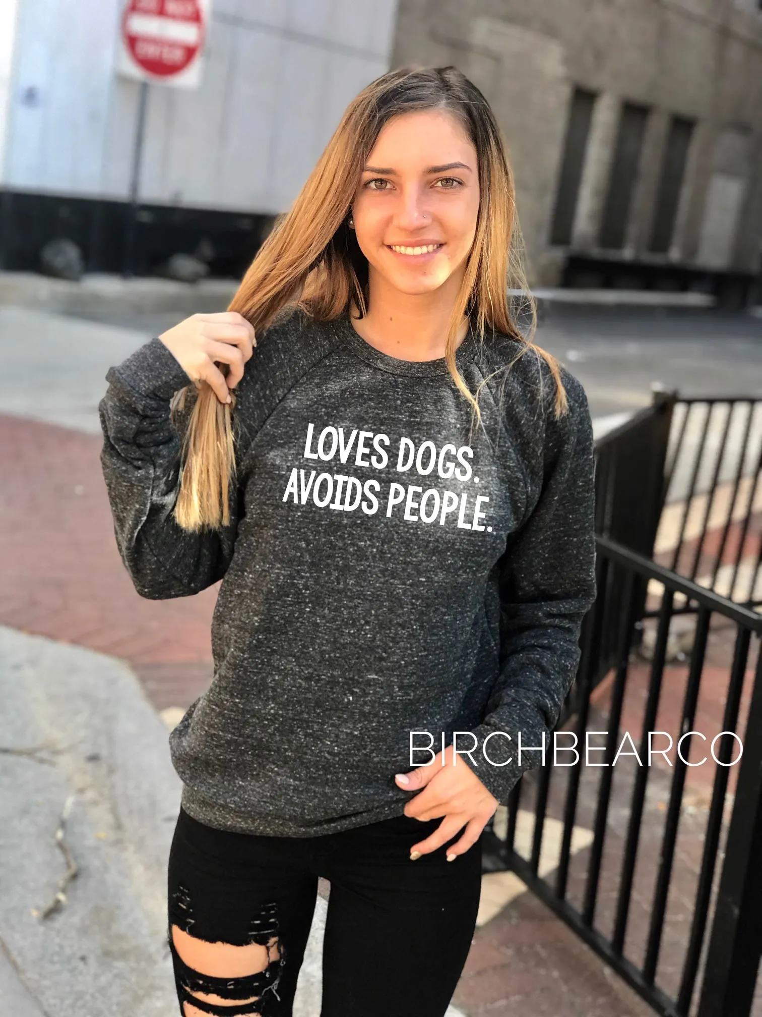 Loves Dogs Avoids People Sweatshirt | Unisex Sweatshirt