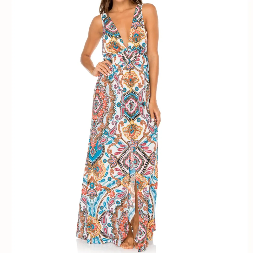 MAESTRANZA - V Neck Long Dress