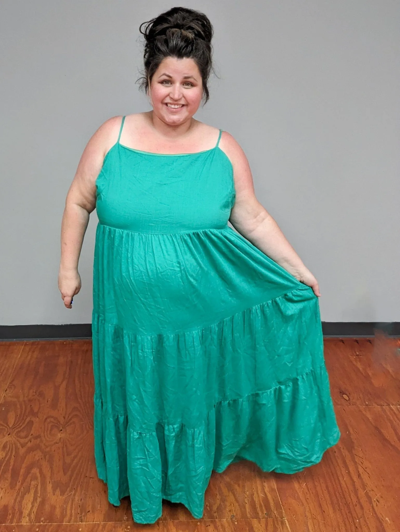 Mailee Tiered Maxi Dress in Tropical Teal