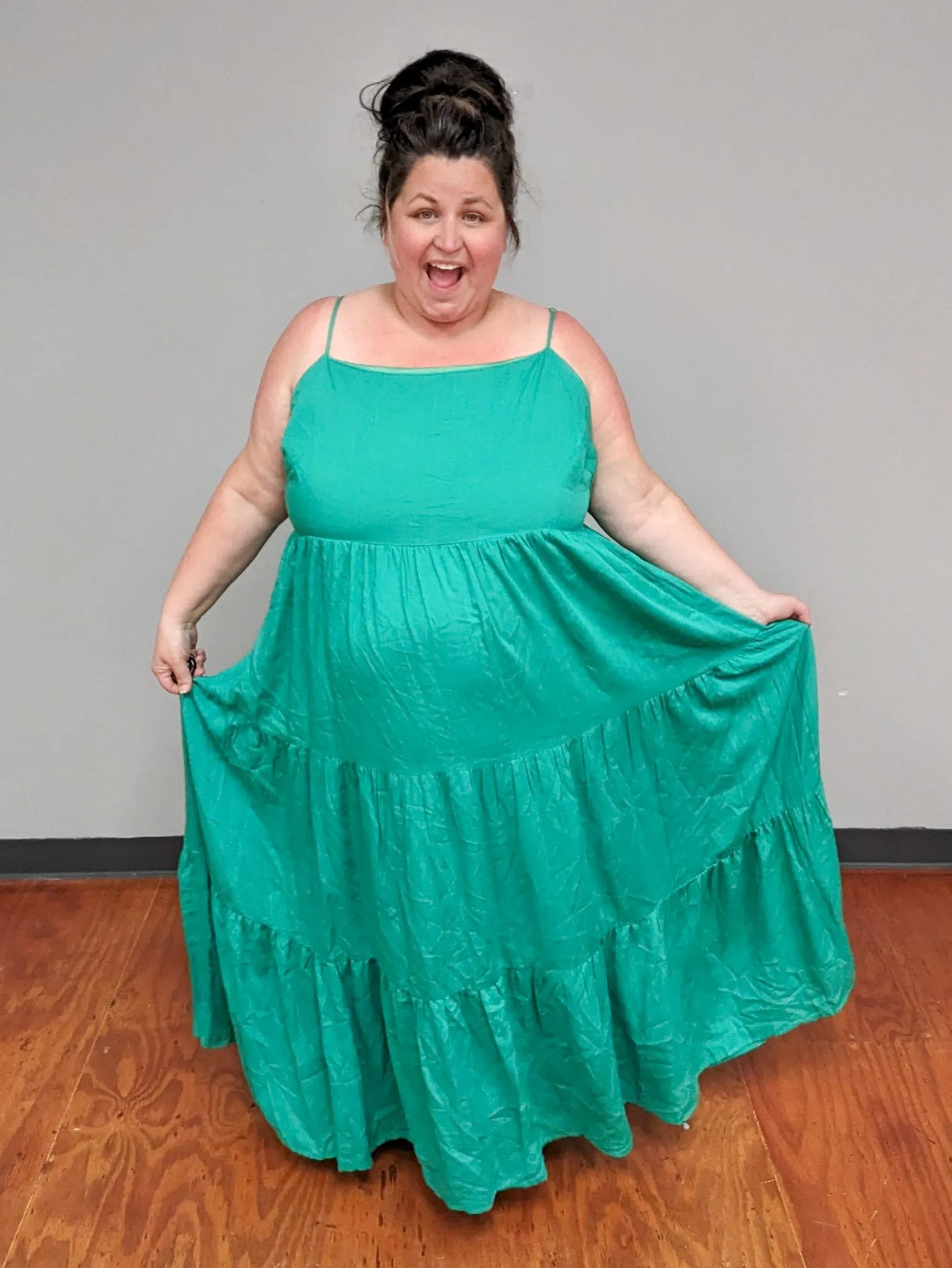 Mailee Tiered Maxi Dress in Tropical Teal