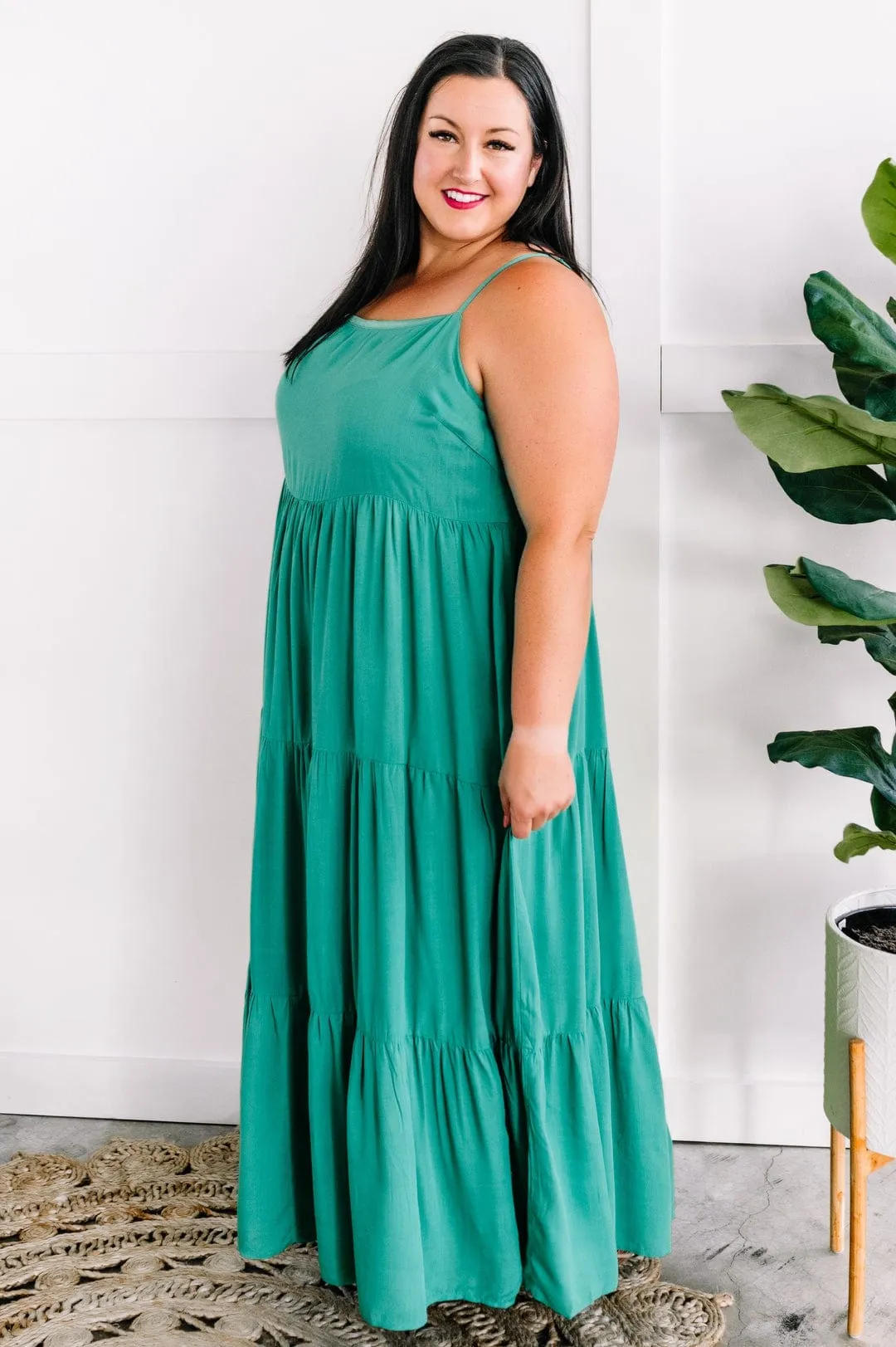 Mailee Tiered Maxi Dress in Tropical Teal